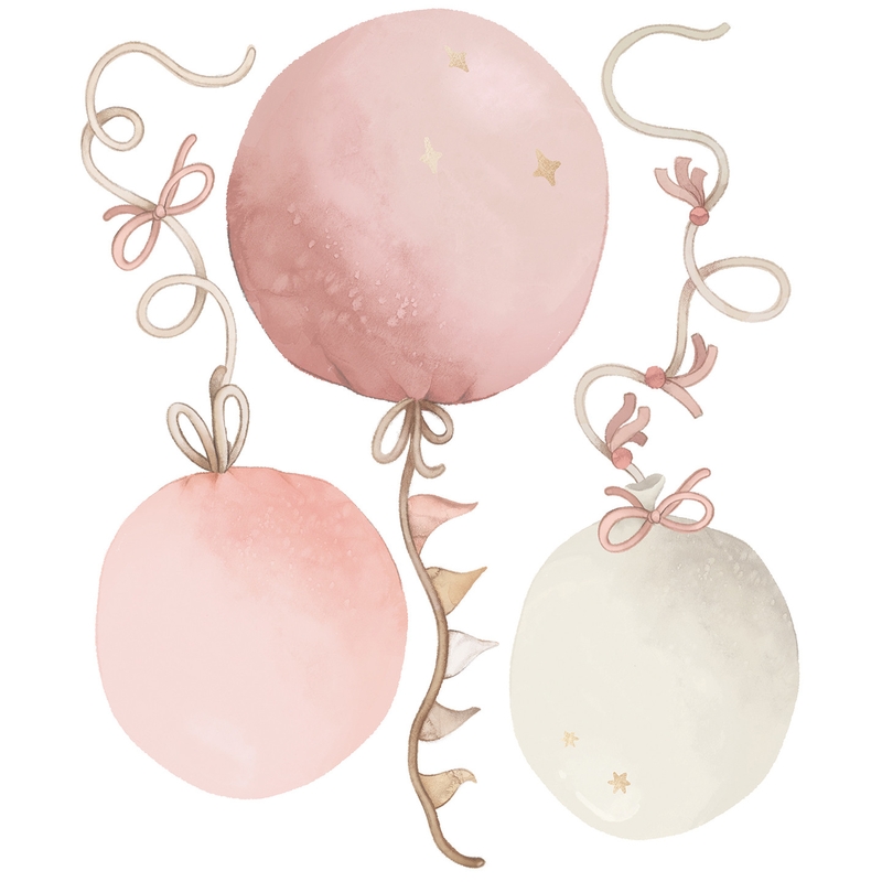 Wandsticker &#039;Large Pink Balloons&#039; rosa