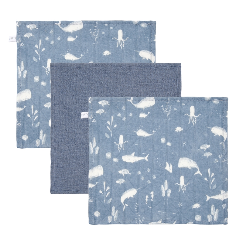 Spucktücher 'Ocean' rauchblau 3er Set