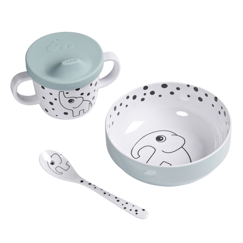 Geschirr 'Happy Dots' Elefant Melamin blau