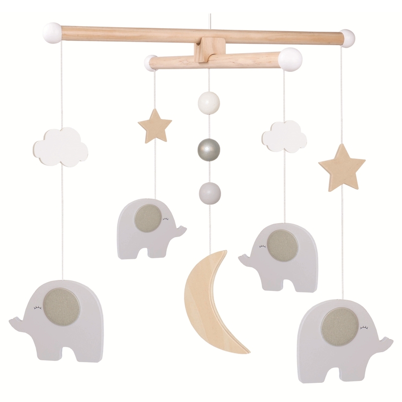 Holzmobile 'Elefanten' natur/grau ca. 32cm