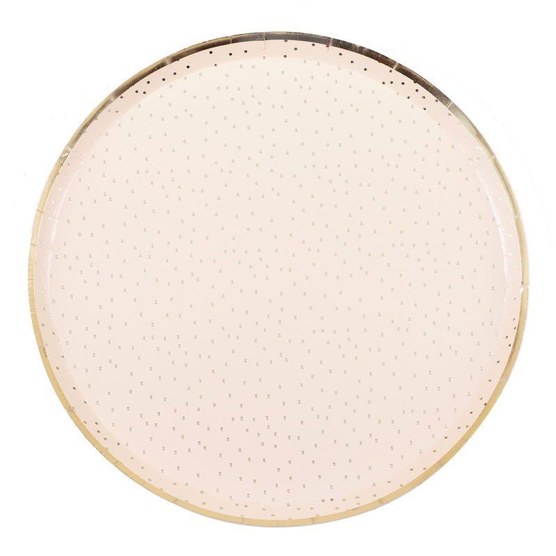 Pappteller Punkte puder/gold 8 St.