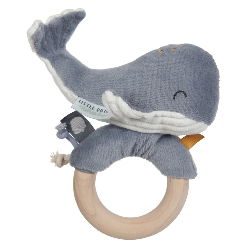 Greifling 'Ocean' Wal Holz/Samt rauchblau