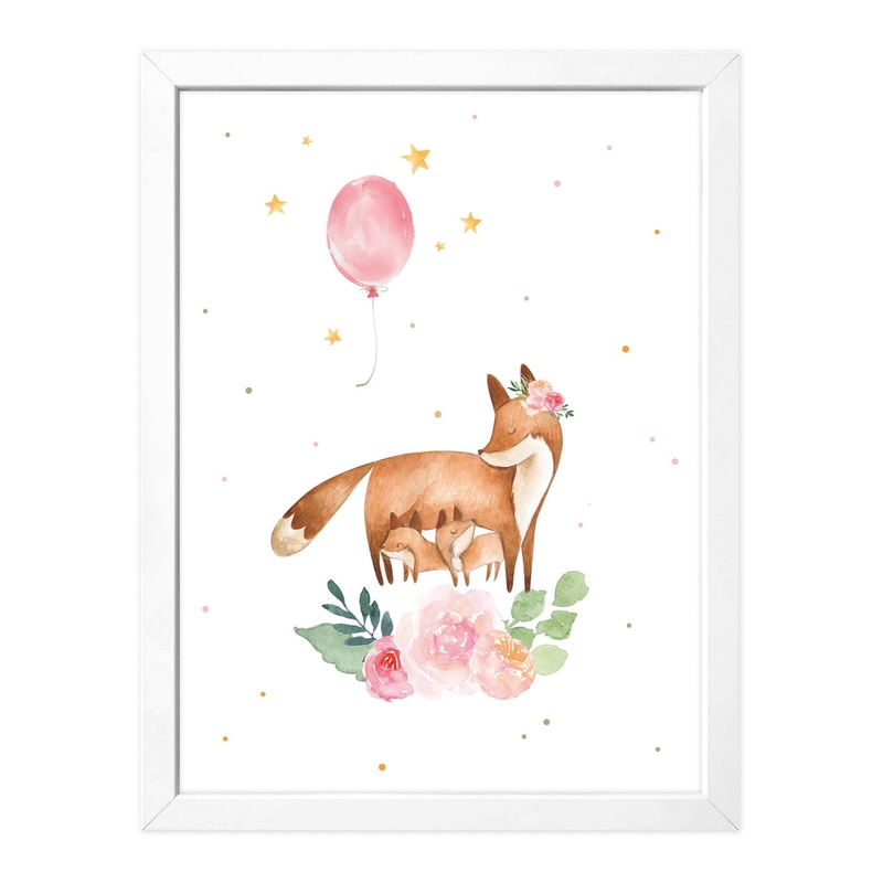 Kinderposter &#039;Füchse &amp; Luftballon&#039; 30x40cm