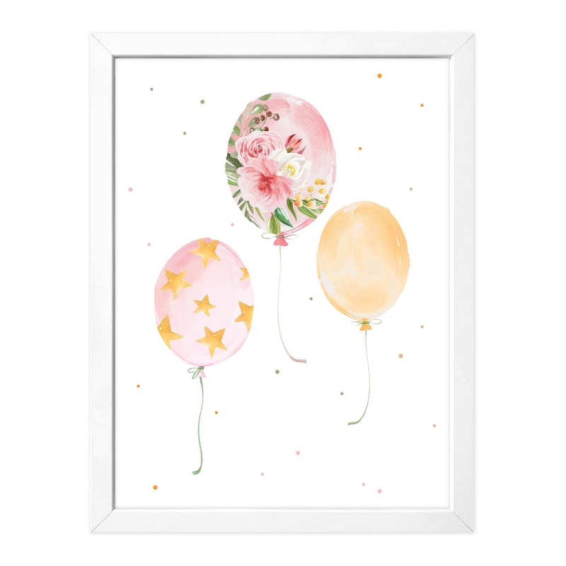 Kinderposter &#039;Luftballons&#039; Aquarell rosa 30x40cm