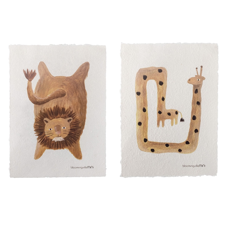 Poster mit Löwe &amp; Giraffe &#039;Fritza&#039; 2er Set