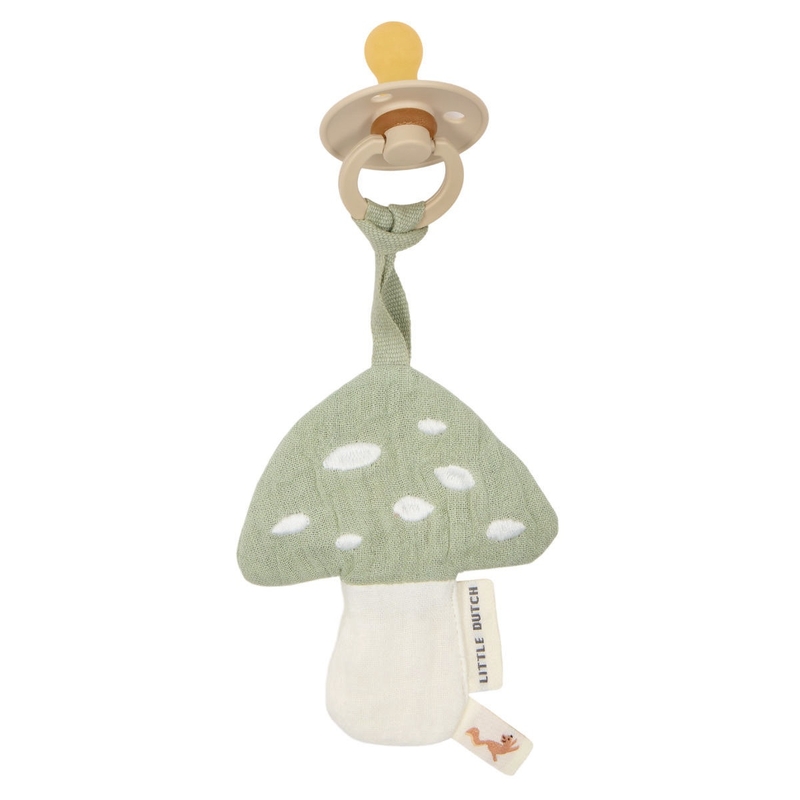 Bio Schnullertuch Pilz Musselin grün/creme