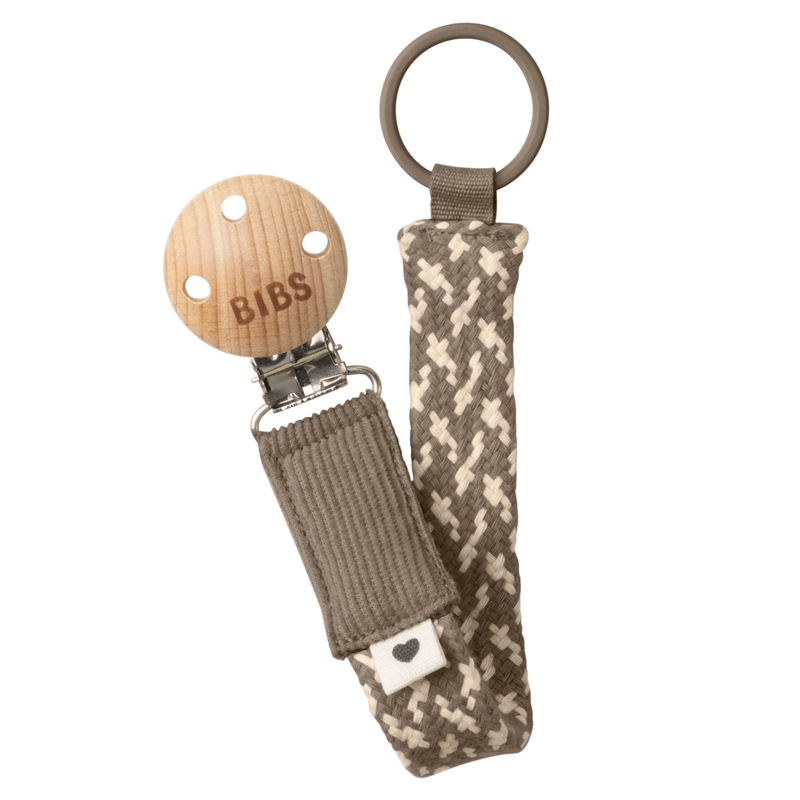 Schnullerkette mit Clip braun/vanille