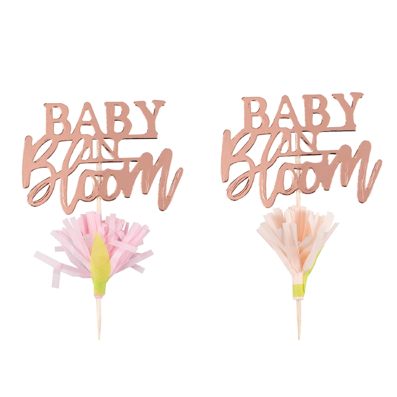 Cupcake Topper &#039;Baby Bloom&#039; roségold 12 St.