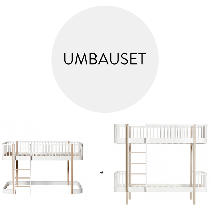 Umbauset 'Wood' - Halbhochbett zum Etagenbett Eiche/weiß