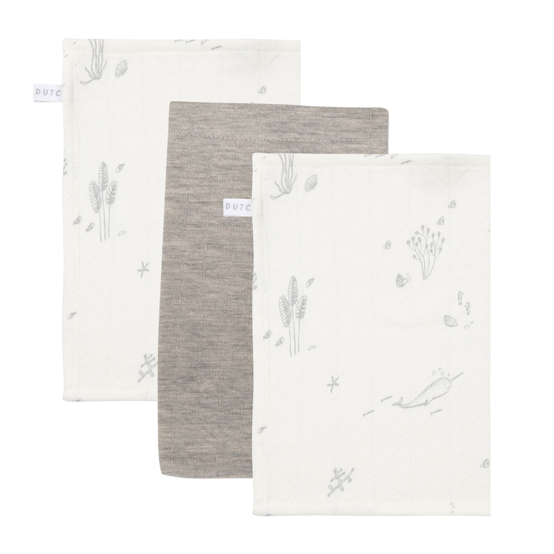 Waschlappen 'Ocean' creme/grau 3er Set