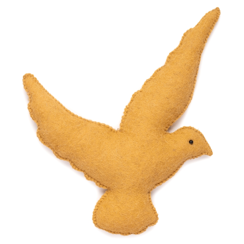Filz-Wanddeko Vogel 'Kick' senfgelb 36cm