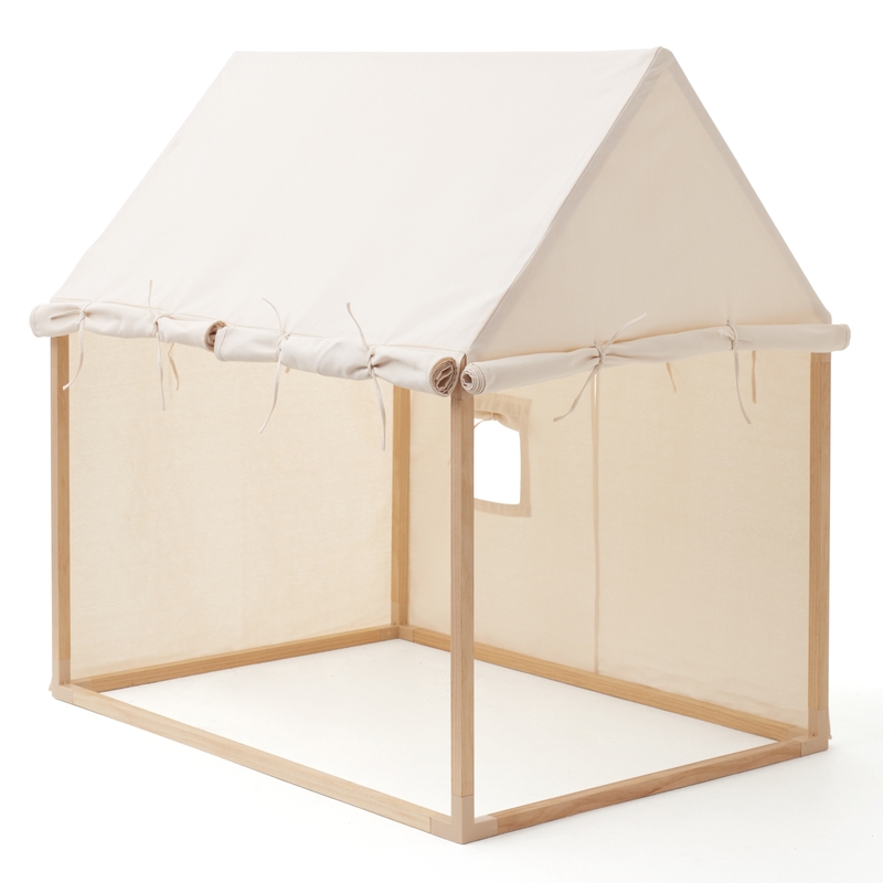 Spielhaus aus Holz &amp; Stoff creme 80x110cm