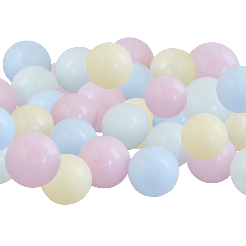 40 Mini-Luftballons blau/rosa/mint/gelb