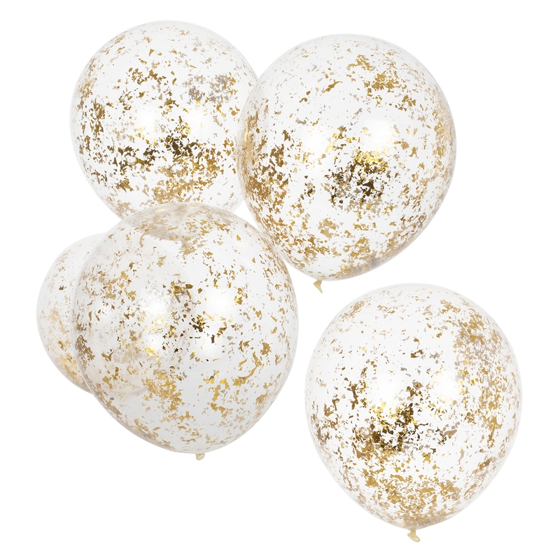 Konfetti-Luftballons 'Mix it up' gold 5er Set