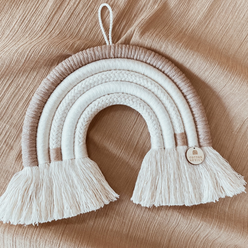 Wanddeko 'Regenbogen' creme handmade