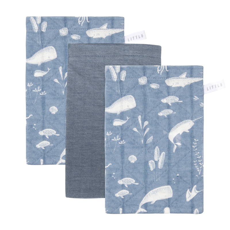 Waschlappen 'Ocean' rauchblau 3er Set