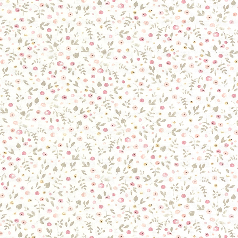 Stoff &#039;My Little World&#039; Blümchen rosa/beige