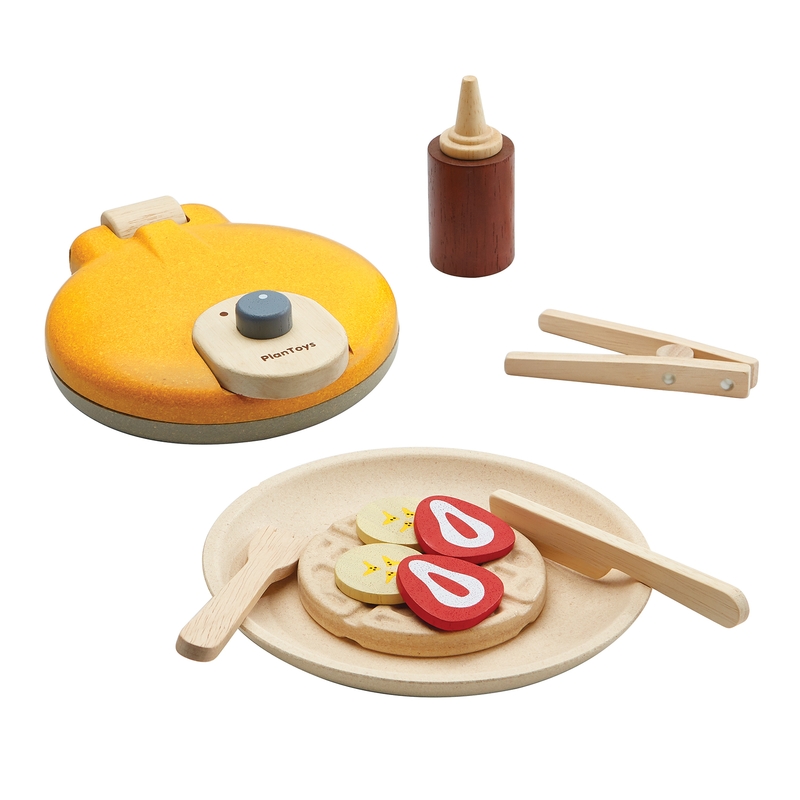 Waffeleisen aus Holz gelb/natur ab 2 Jahren