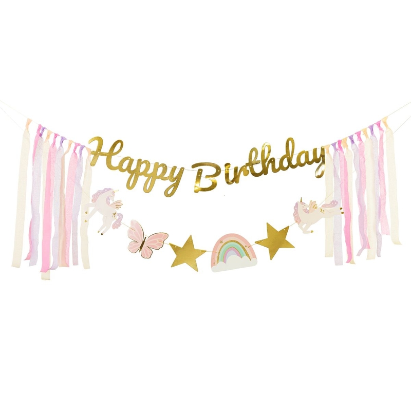 Partygirlande &#039;Happy Birthday&#039; Einhorn 230cm