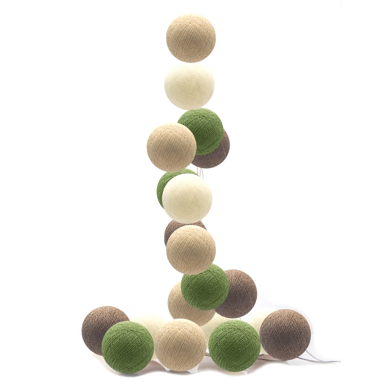 Lichterkette Cotton Balls LED blattgrün/beige