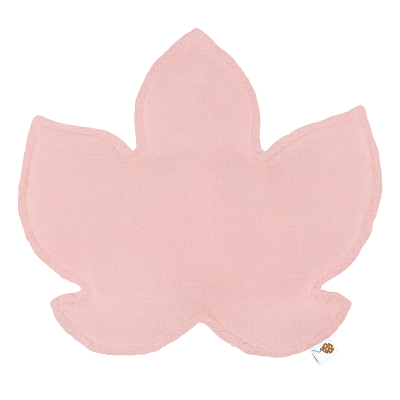 Bio Kissen &#039;Blatt&#039; Musselin rosa 40cm handmade