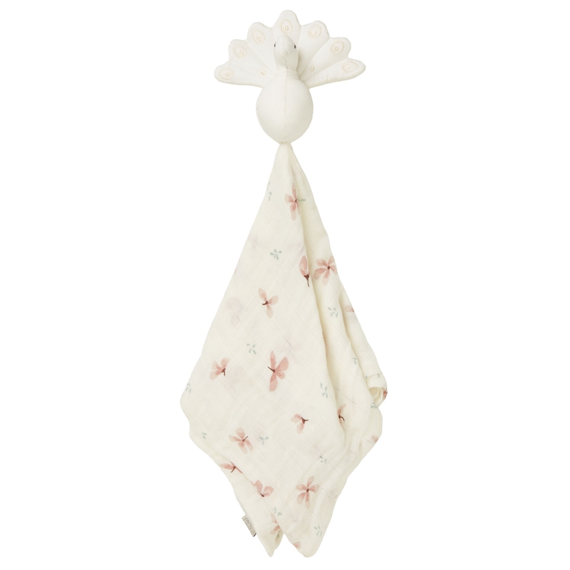 Schnuffeltuch 'Pfau Windflower' Musselin rosa