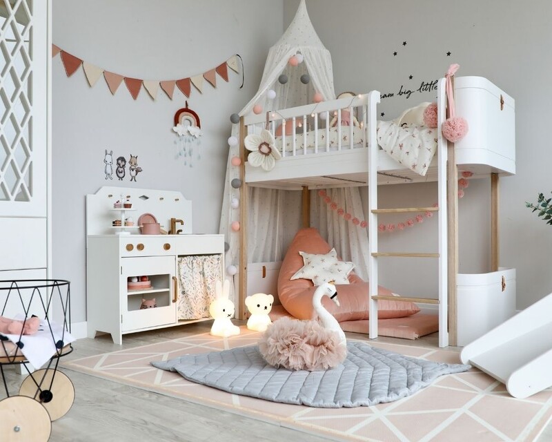 3D Holz-Mobile Baby Kinder-Zimmer Babyzimmer Schmetterling Blume Rosa Pink Weiß