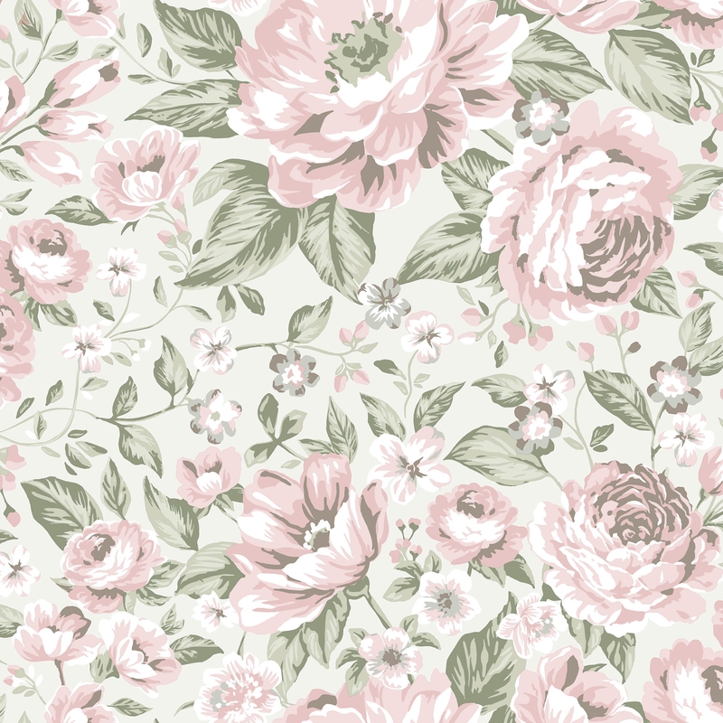 Tapete &#039;Newbie&#039; Pfingstrosen rosa/grau