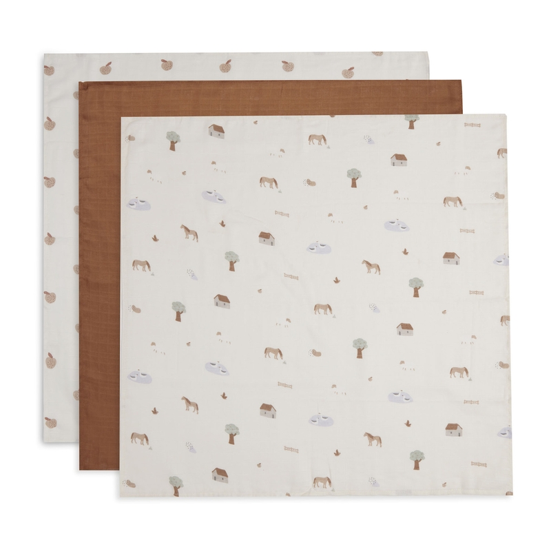 Mulltücher &#039;Farm&#039; rost 3er Set 70x70cm