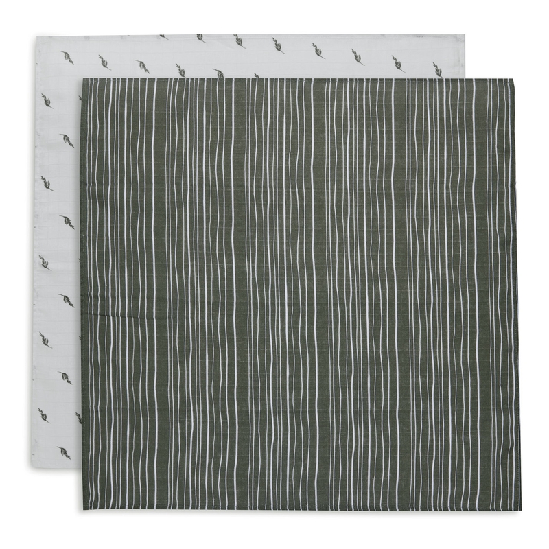 Bio Mulltücher &#039;Stripe&#039; grün 2er Set 70x70cm