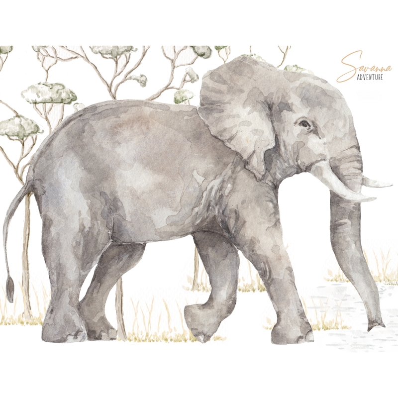 Wandsticker 'Elefant' grau