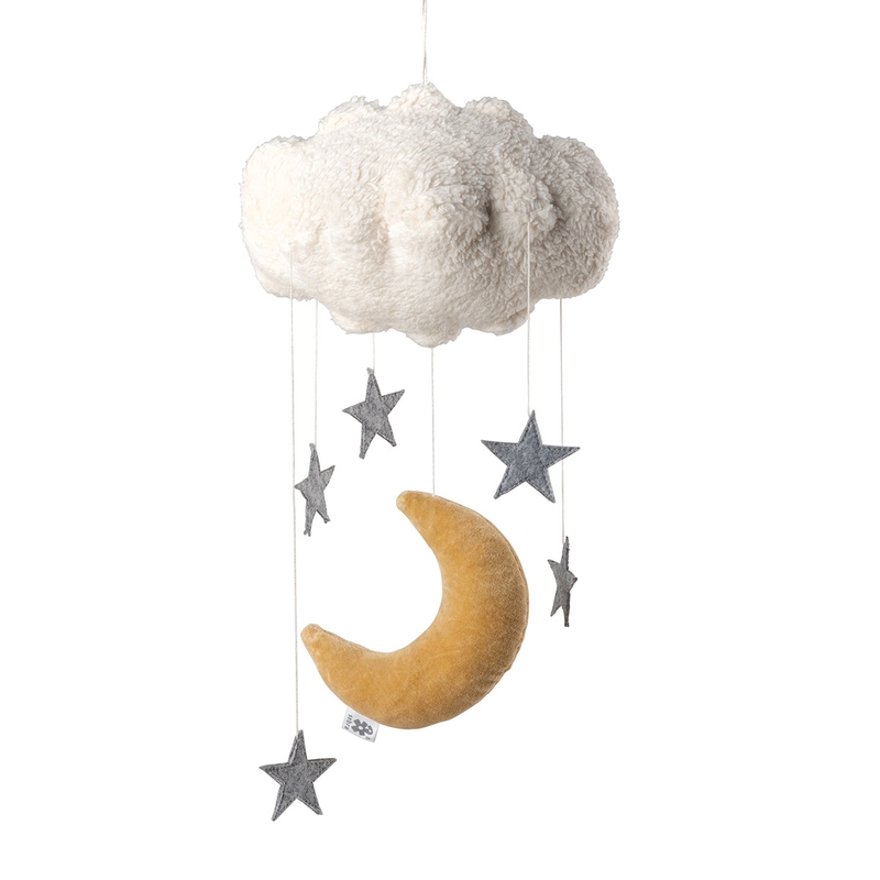 Bio Baby Mobile Wolke, Mond &amp; Sterne gelb