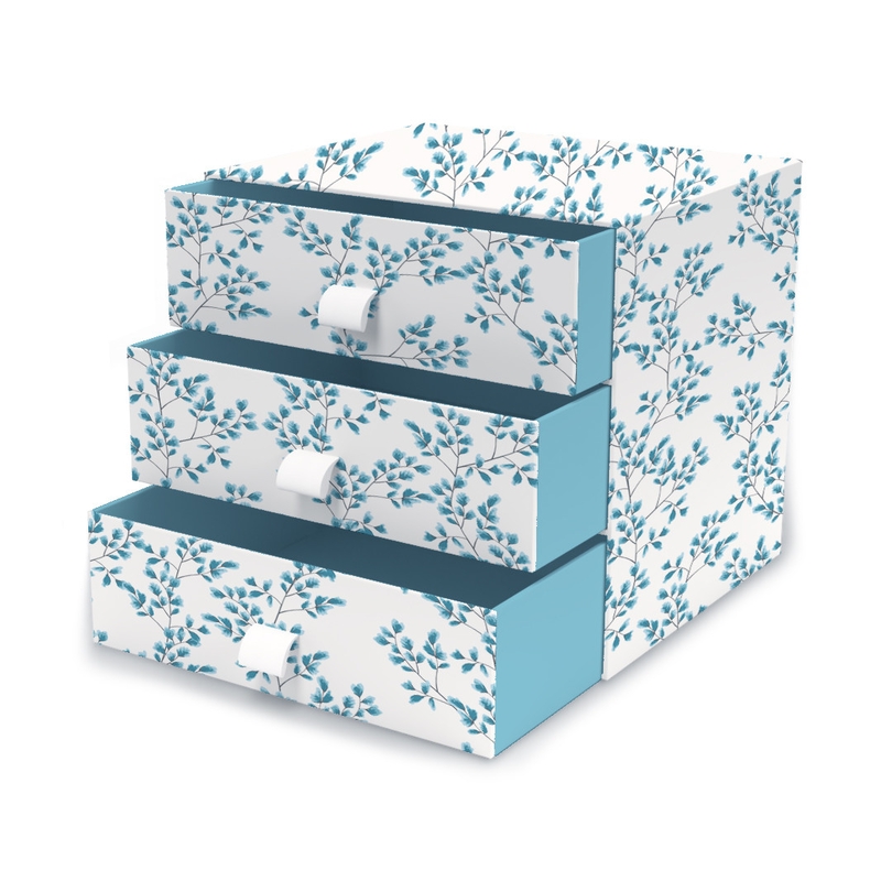 Schubladenbox 'Fiori' Pappe blau 21cm