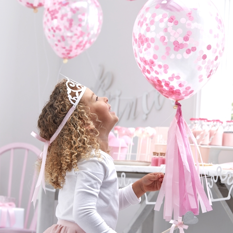 Luftballons transparent/rosa 5 St.