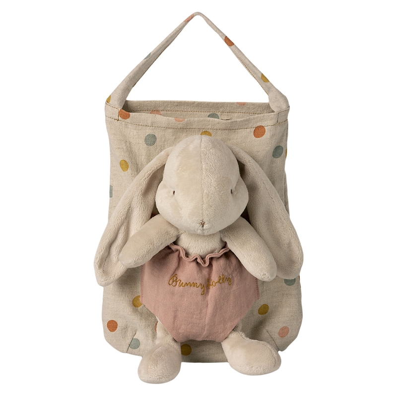 Stofftier mit Tasche &#039;Hase Holly&#039; creme/rosa 25cm