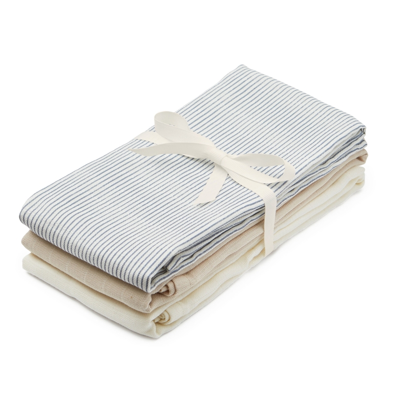 Mulltücher &#039;Classic Stripes&#039; blau 3er Set 70x70cm