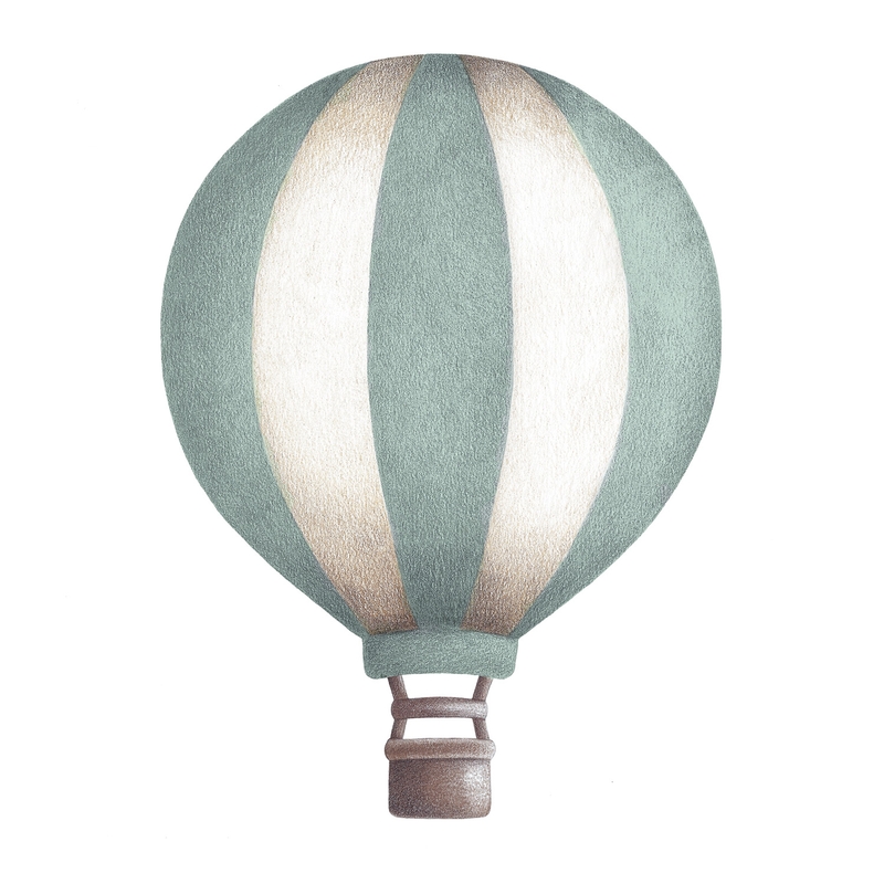 Wandsticker &#039;Heißluftballon&#039; gestreift mint