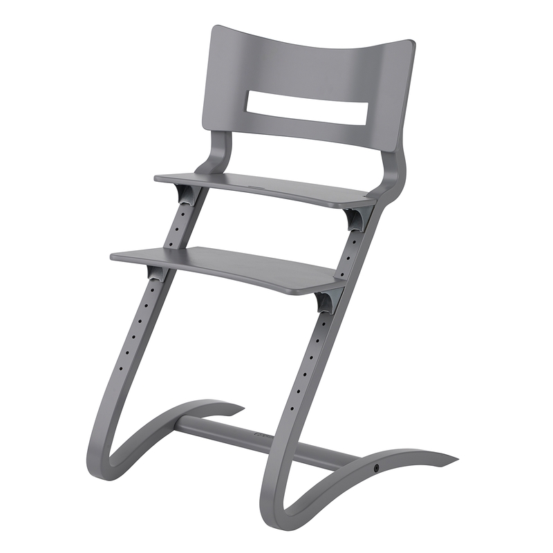Hochstuhl mit Treppen Buche massiv grau