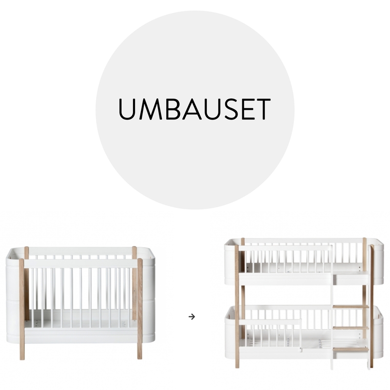 Umbauset &#039;Mini+&#039; - Babybett zum Etagenbett Eiche/weiß