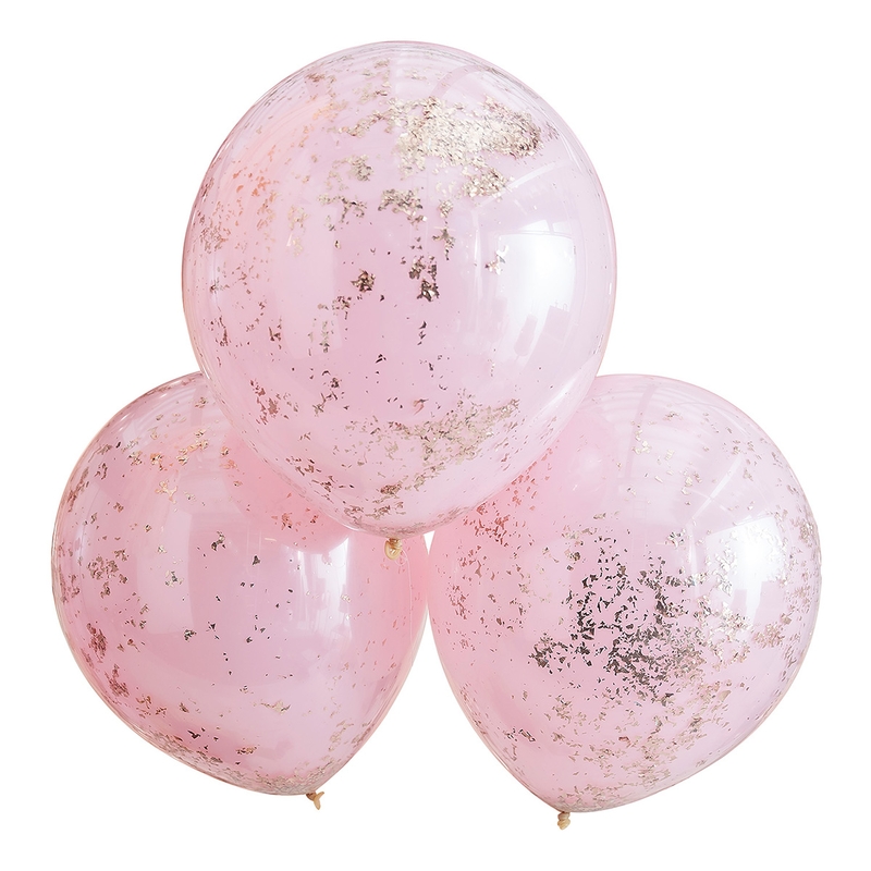 Luftballons &#039;Glitzer&#039; rosa/roségold 3 St. 45cm