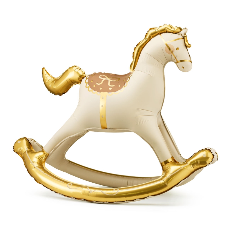 Stand-Luftballon Schaukelpferd beige/gold 106cm