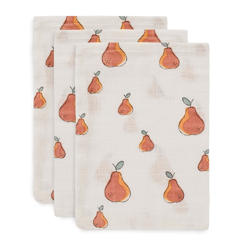 Waschlappen 'Pear' Mull rost 3 Stk.