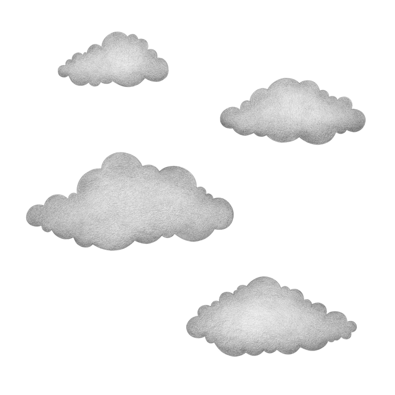 Wandsticker &#039;4 Wolken&#039; grau 3D Optik