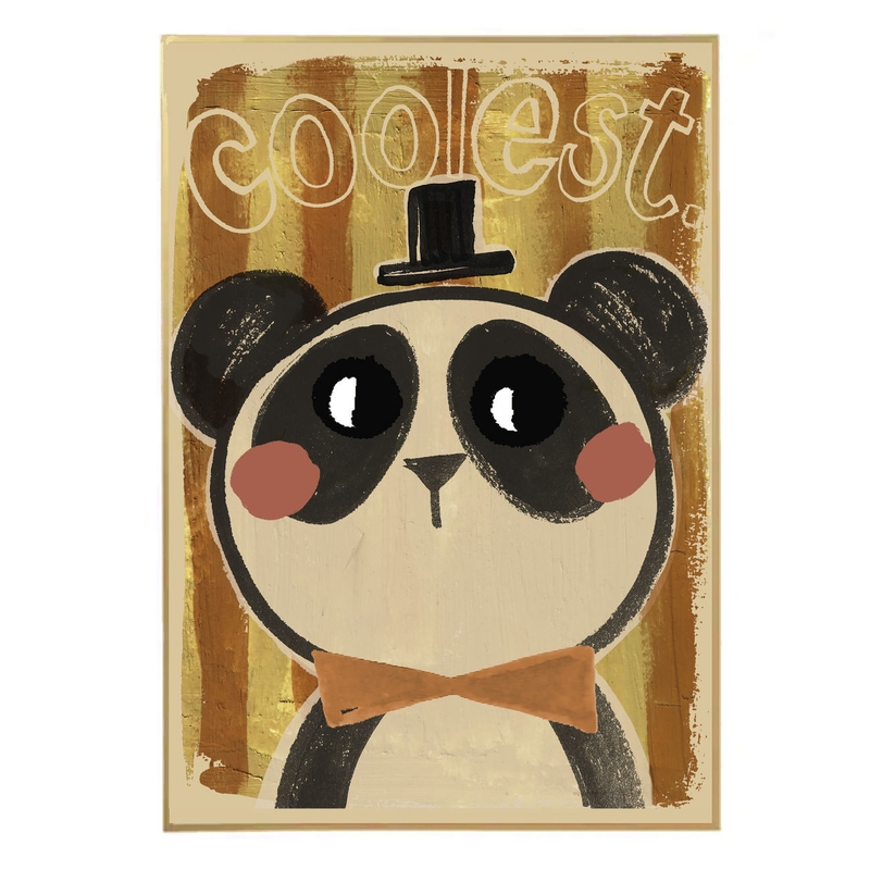 Poster &#039;Panda Keep Cool&#039; gelb/ocker 50x70cm