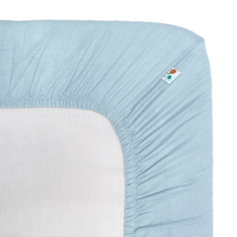 Bio Kinderbettlaken Musselin pastellblau 70x140cm