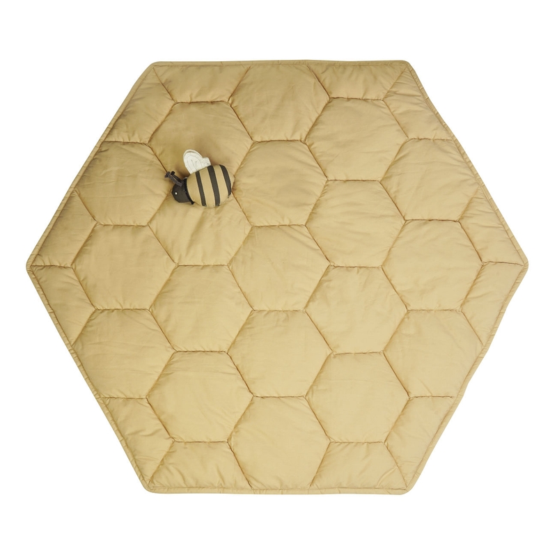 Bio Spielmatte mit Rassel &#039;Honeycomb&#039; gelb 100cm