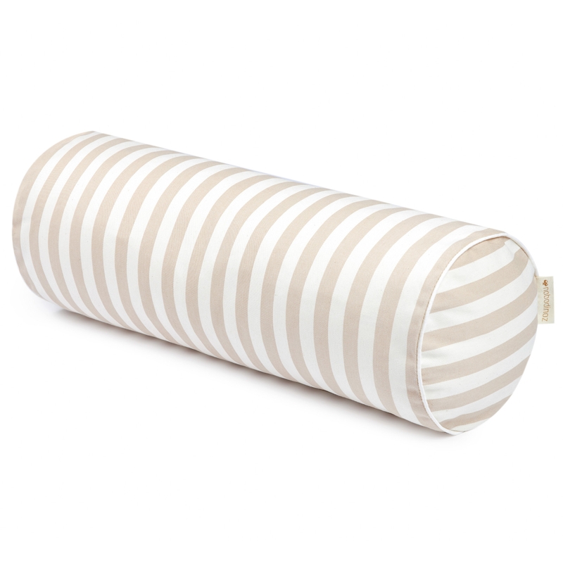 Bio Kissenrolle &#039;Stripes&#039; creme/taupe 50cm