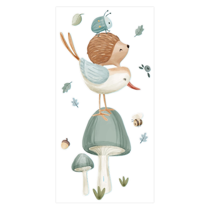 Wandsticker &#039;Forest Friends&#039; Wald blau 80cm