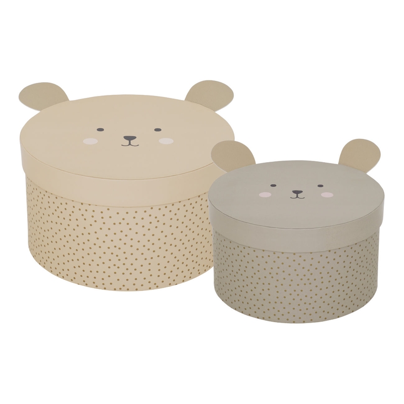 Aufbewahrungsboxen &#039;Bär&#039; beige 2er Set