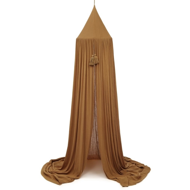 Betthimmel aus Musselin senf/cognac 300cm
